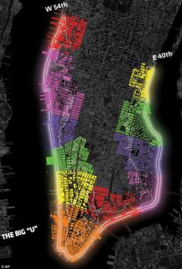 A map of the planned "Big U" in Manhattan