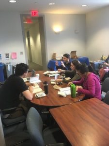 Philosophy of race reading group at their weekly meeting over lunch