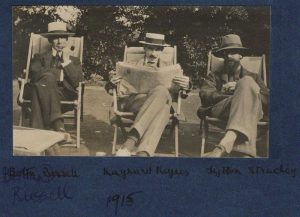 Bertrand Arthur William Russell, 3rd Earl Russell; John Maynard Keynes, Baron Keynes; Lytton Strachey, by Lady Ottoline Morrell
