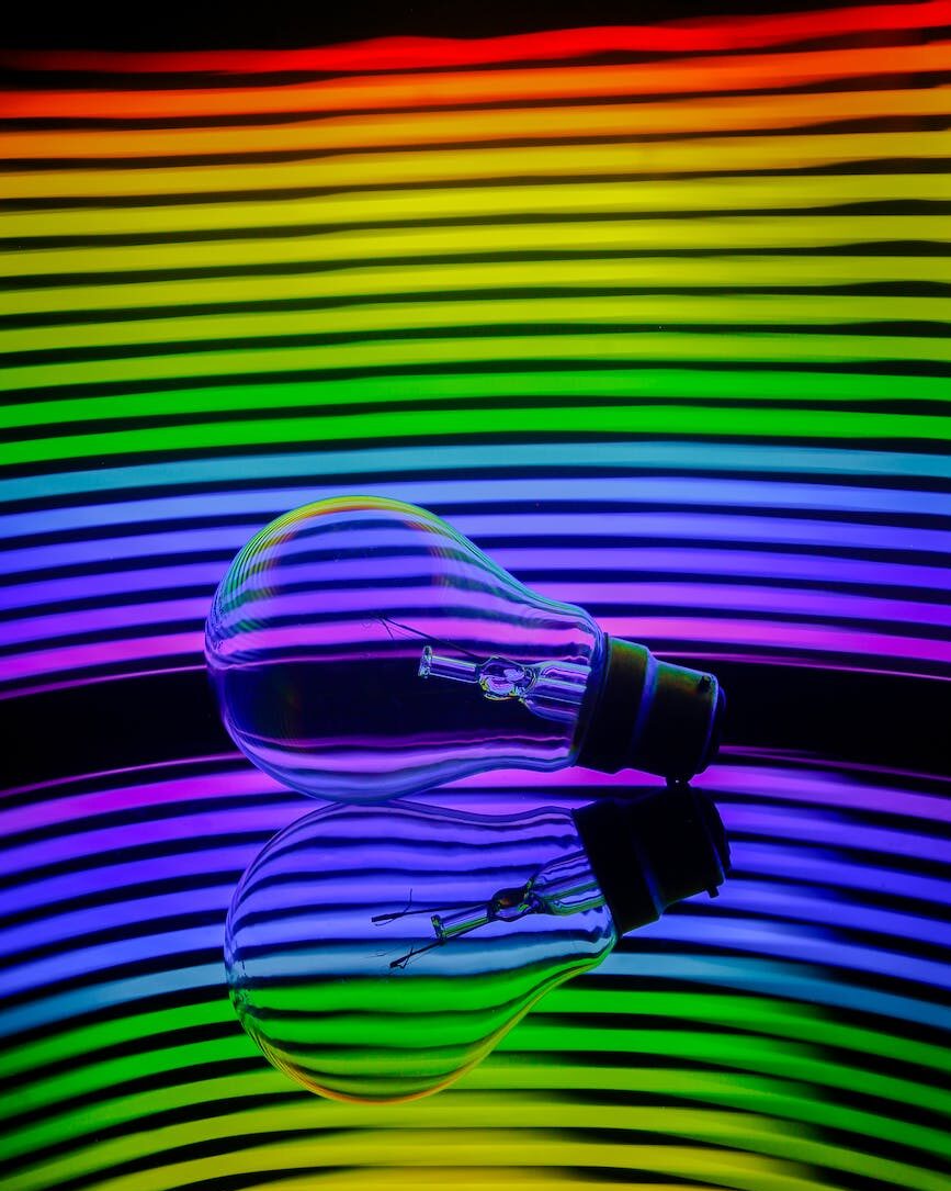 photo of a lightbulb near colorful lights