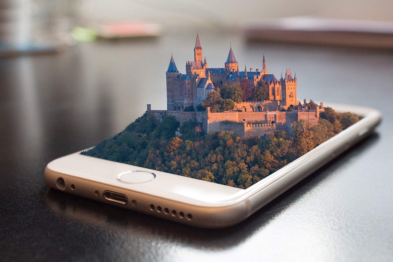 Castle growing out of mobile phone