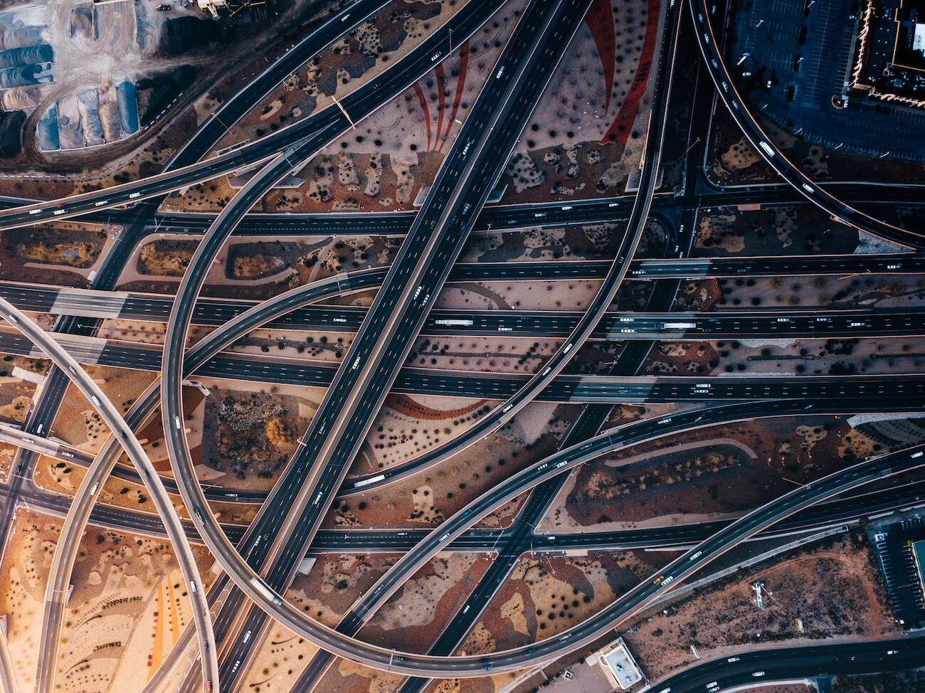 top view photography of roads