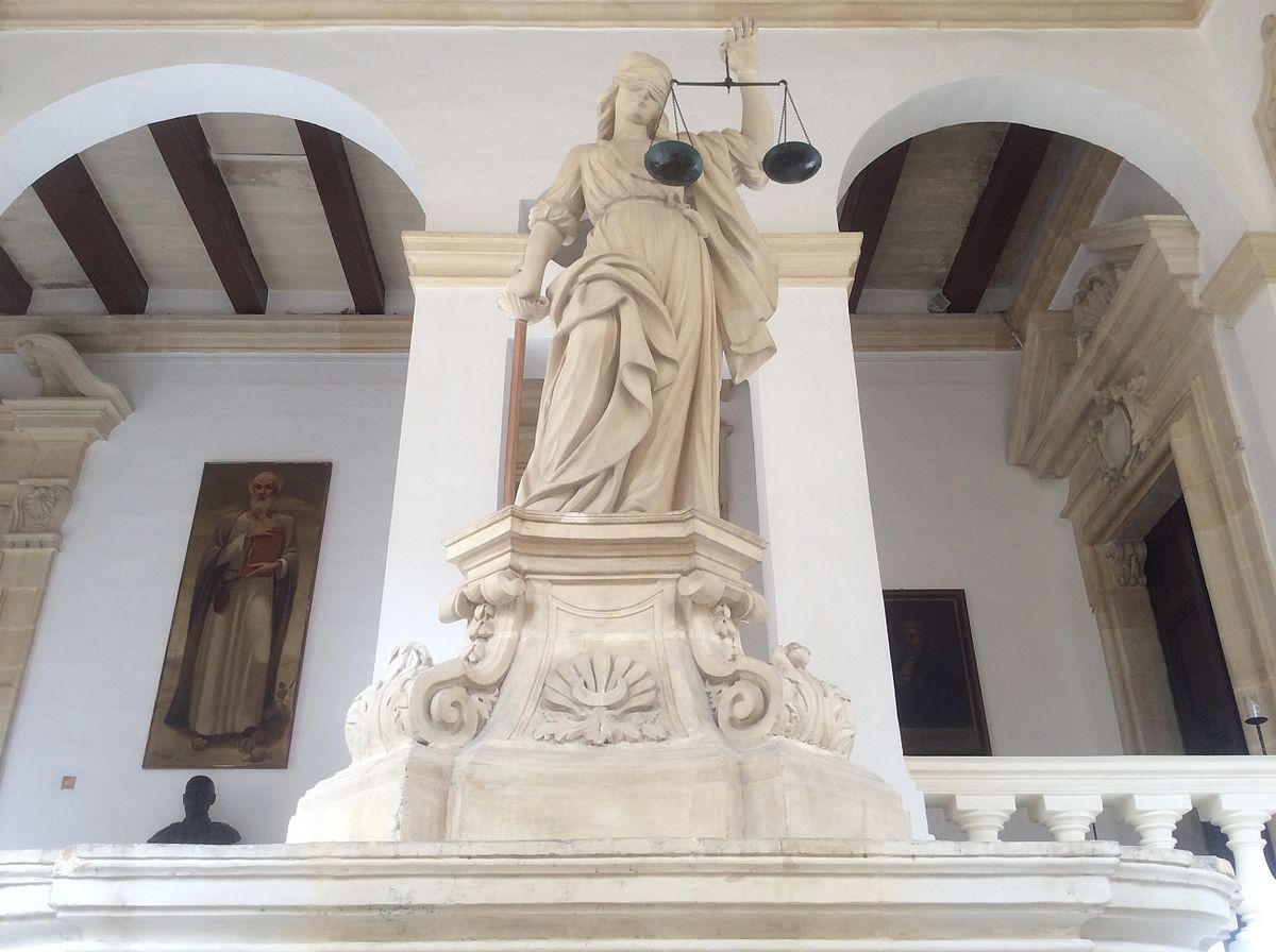 Statue of Justice at the Castellania in Valletta, Malta