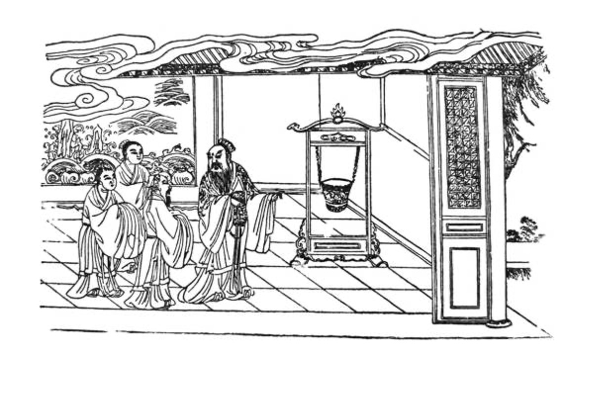 Illustration of Confucius with his disciples