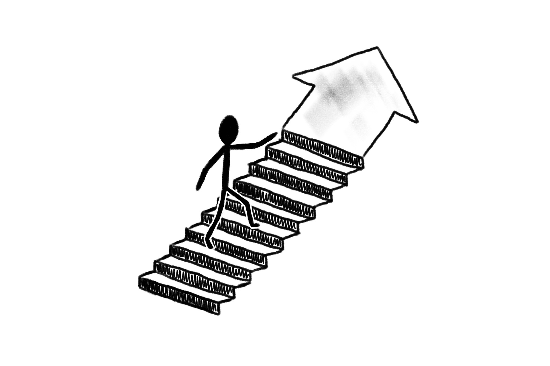 Stick figure climbing stairs