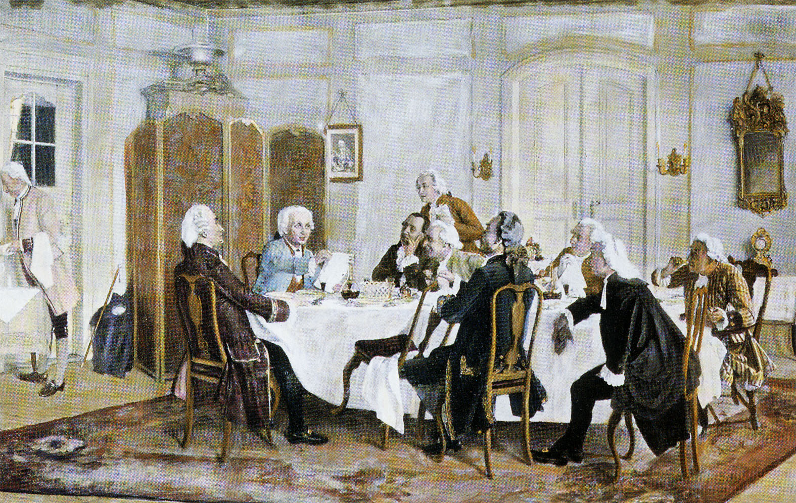 Painting of Kant with friends, including Christian Jakob Kraus, Johann Georg Hamann, Theodor Gottlieb von Hippel and Karl Gottfried Hagen