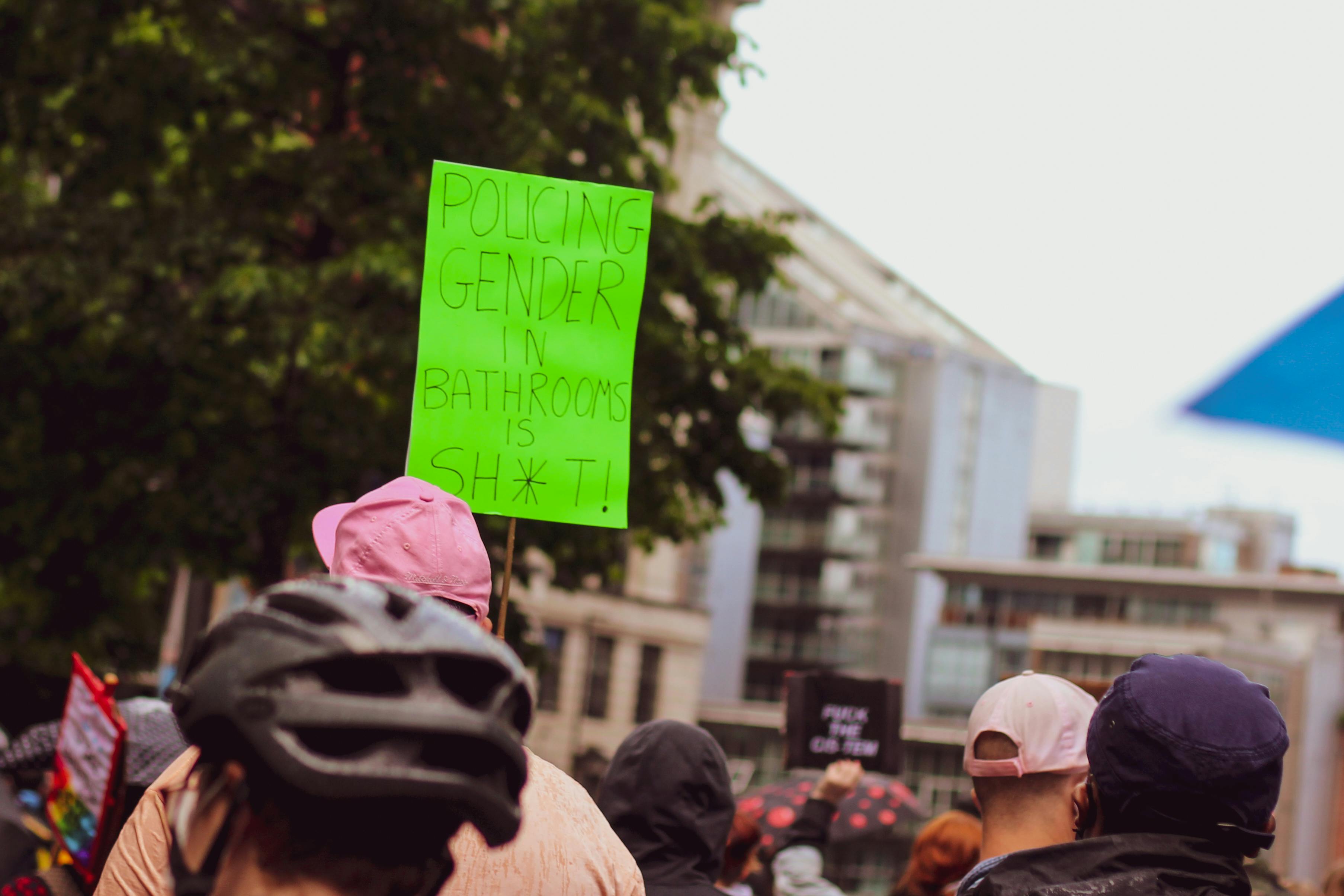 pexels-oriel-frankie-ashcroft-3247631-6054379 People protesting bathroom policing.