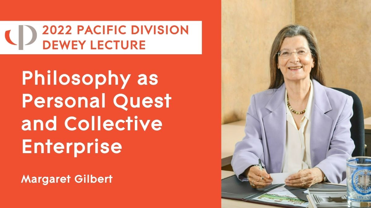 2022 Pacific Dewey Lecture Margaret Gilbert seated at a desk.