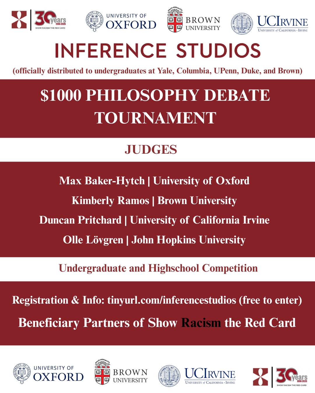 Inference Studios International Philosophy Tournament promotional flyer(picture by author)